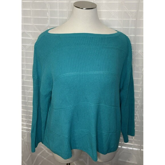 Talbots Sweaters - Talbots Womens Sweater‎ 3X Turquoise Boat Neck Pullover Long Sleeve Basic Career